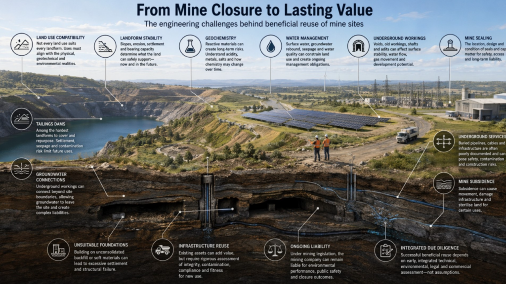From Liability to Legacy: The Hidden Engineering Challenge of Reusing Mine Sites